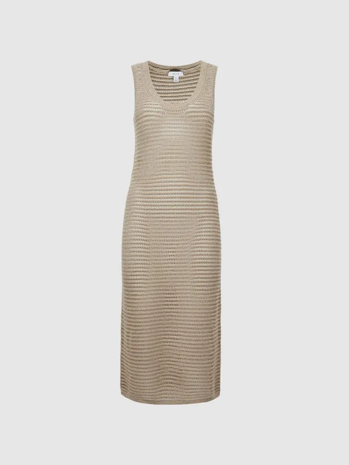Reiss Dresses Avene Knitted Bodycon Midi Dress Neutral 8211 Women