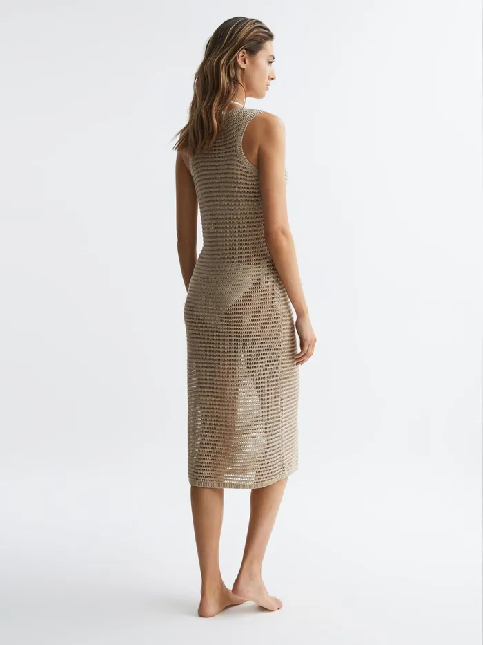 Reiss Dresses Avene Knitted Bodycon Midi Dress Neutral 8211 Women