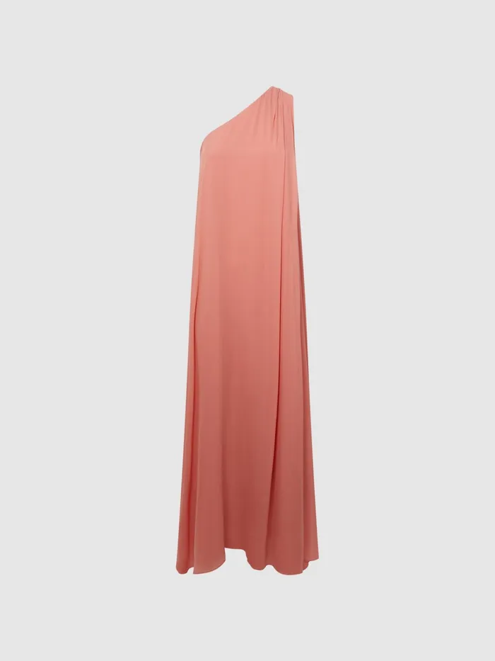 Reiss Dresses Charly One Shoulder Maxi Dress Coral 8211 Women
