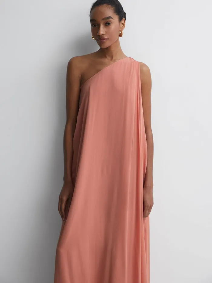 Reiss Dresses Charly One Shoulder Maxi Dress Coral 8211 Women