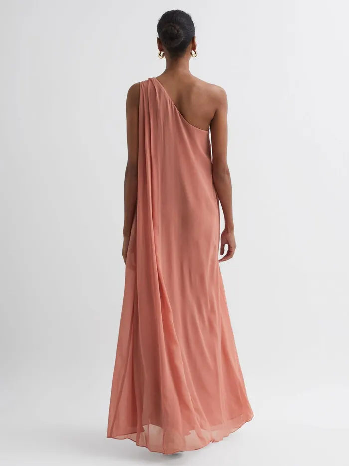 Reiss Dresses Charly One Shoulder Maxi Dress Coral 8211 Women