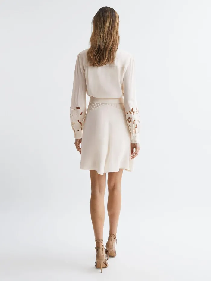 Reiss Dresses Clara Fitted Lace CutOut Mini Dress Ivory 8211 Women