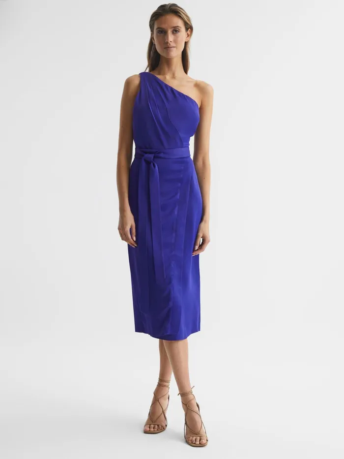 Reiss Dresses Flora OffTheShoulder Satin Midi Dress Purple 8211 Women