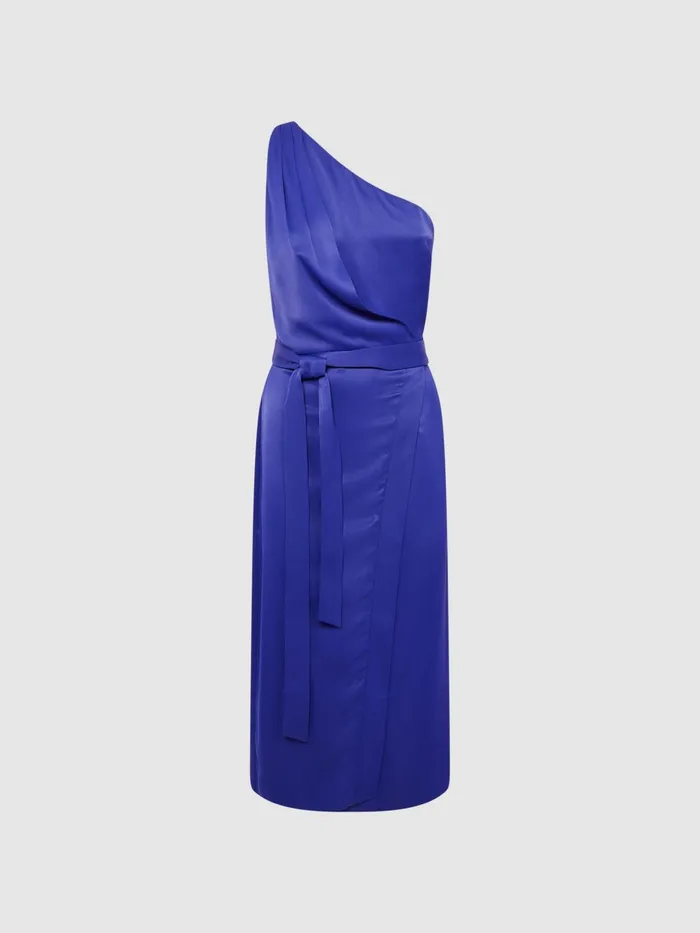 Reiss Dresses Flora OffTheShoulder Satin Midi Dress Purple 8211 Women