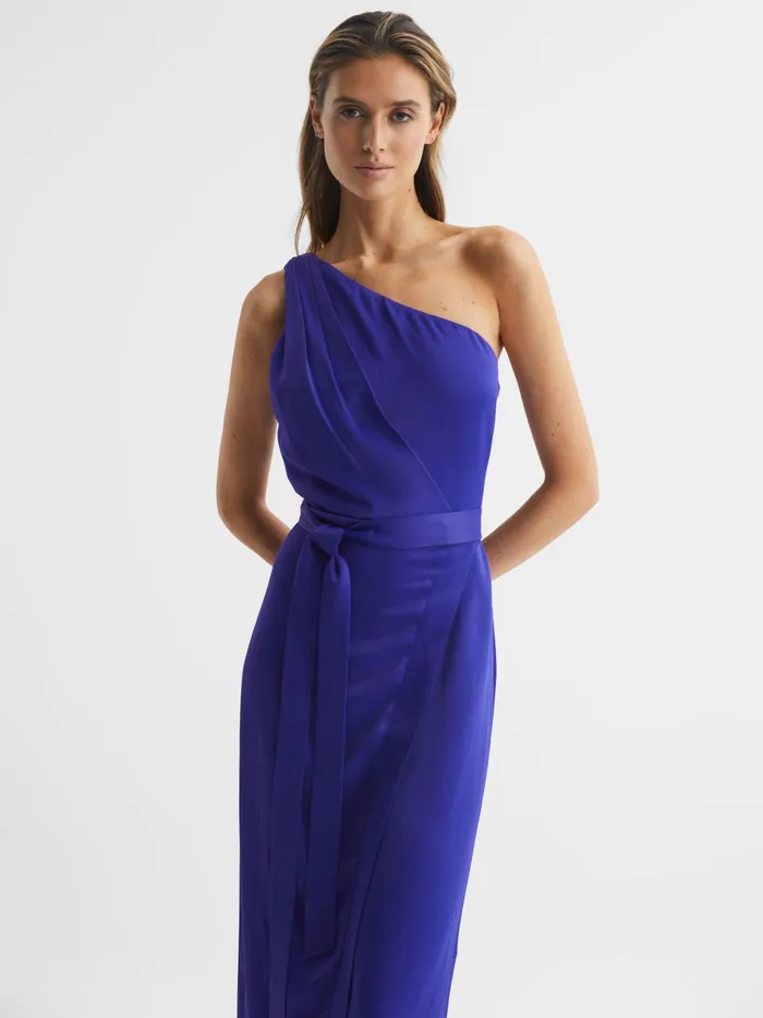 Reiss Dresses Flora OffTheShoulder Satin Midi Dress Purple 8211 Women