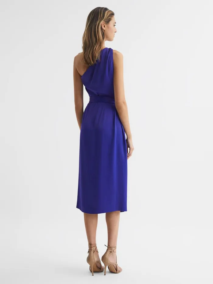 Reiss Dresses Flora OffTheShoulder Satin Midi Dress Purple 8211 Women