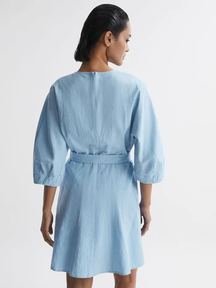 Reiss Dresses Freida Relaxed Fit SelfTie Mini Dress Blue 8211 Women