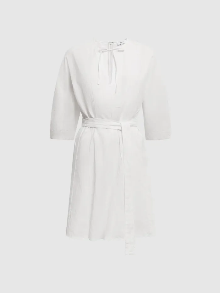 Reiss Dresses Freida Relaxed Fit SelfTie Mini Dress Cream 8211 Women