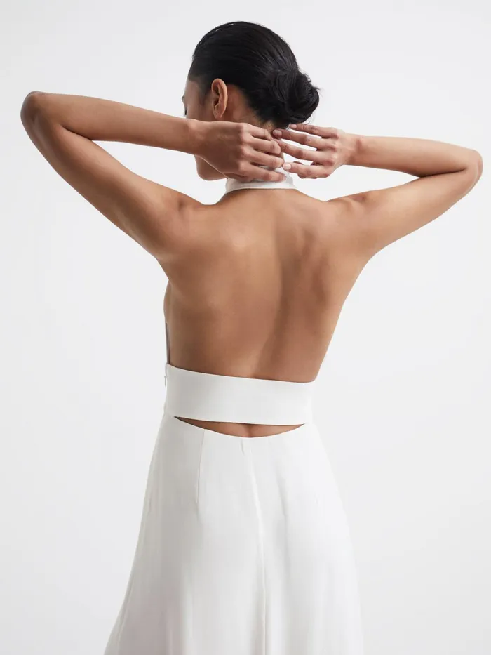 Reiss Dresses Grace Maxi Dress With Cape White 8211 Women