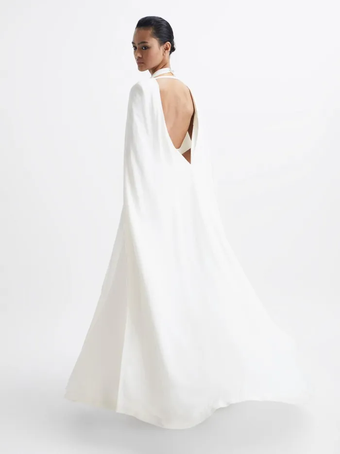 Reiss Dresses Grace Maxi Dress With Cape White 8211 Women