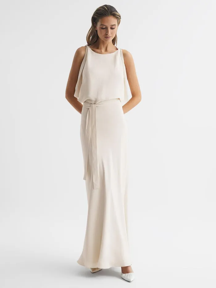 Reiss Dresses Ida Cowl Neck Bridesmaid Maxi Dress Ivory 8211 Women