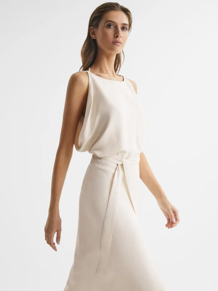 Reiss Dresses Ida Cowl Neck Bridesmaid Maxi Dress Ivory 8211 Women