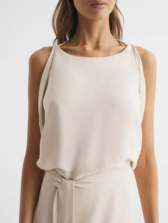 Reiss Dresses Ida Cowl Neck Bridesmaid Maxi Dress Ivory 8211 Women