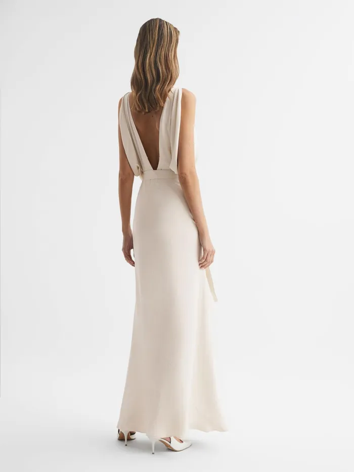 Reiss Dresses Ida Cowl Neck Bridesmaid Maxi Dress Ivory 8211 Women