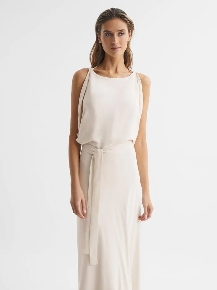 Reiss Dresses Ida Cowl Neck Bridesmaid Maxi Dress Ivory 8211 Women