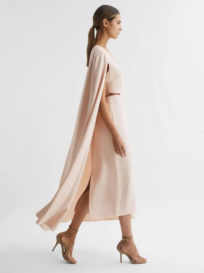Reiss Dresses Kate CapeStyle Midi Dress Nude 8211 Women