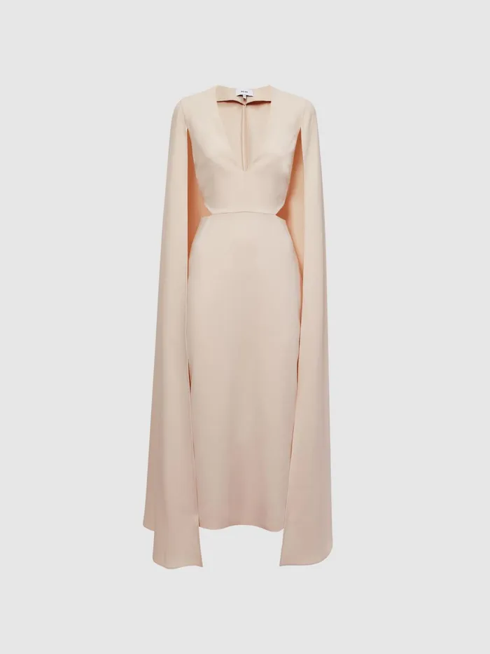 Reiss Dresses Kate CapeStyle Midi Dress Nude 8211 Women