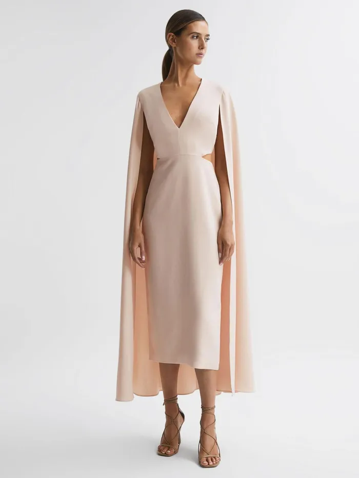 Reiss Dresses Kate CapeStyle Midi Dress Nude 8211 Women