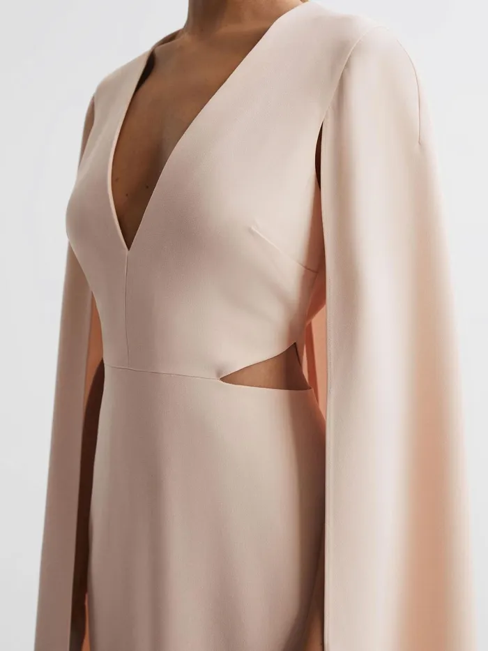 Reiss Dresses Kate CapeStyle Midi Dress Nude 8211 Women