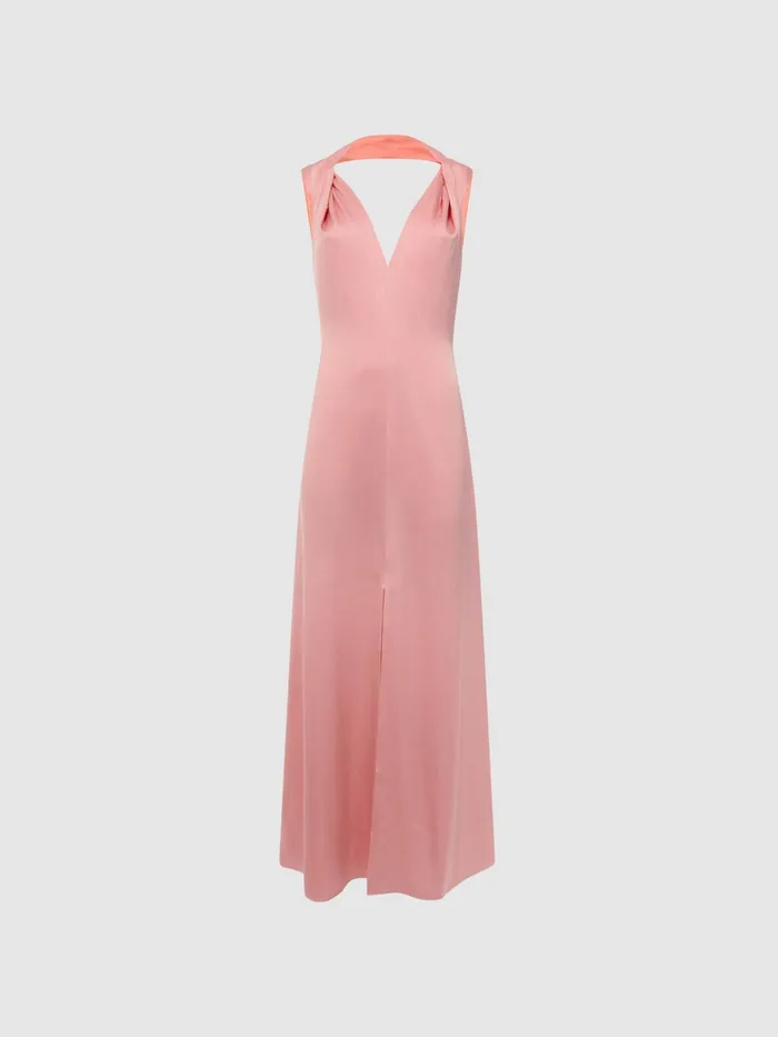 Reiss Dresses Lila Bridesmaid Twist Detail Midi Dress Coral 8211 Women