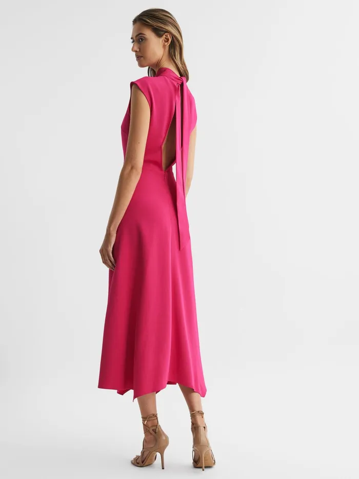 Reiss Dresses Livvy Open Back Midi Dress Bright Pink 8211 Women