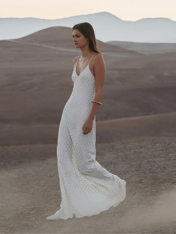 Reiss Dresses Louisa Metallic Maxi Dress Whitegold 8211 Women