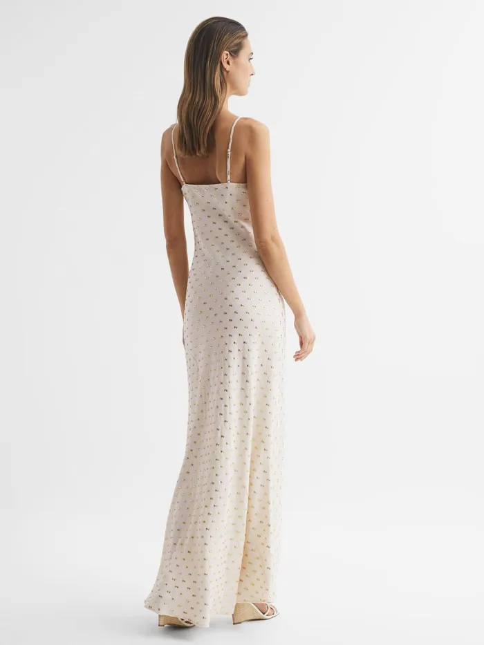 Reiss Dresses Louisa Metallic Maxi Dress Whitegold 8211 Women