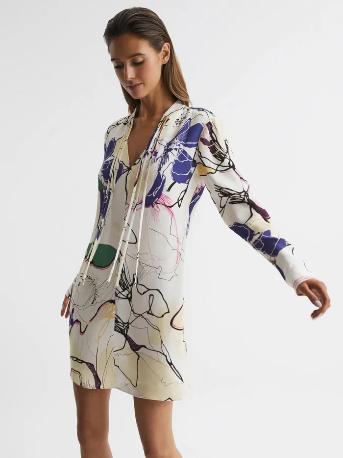 Reiss Dresses Margarite Printed Shift Dress Ivory 8211 Women