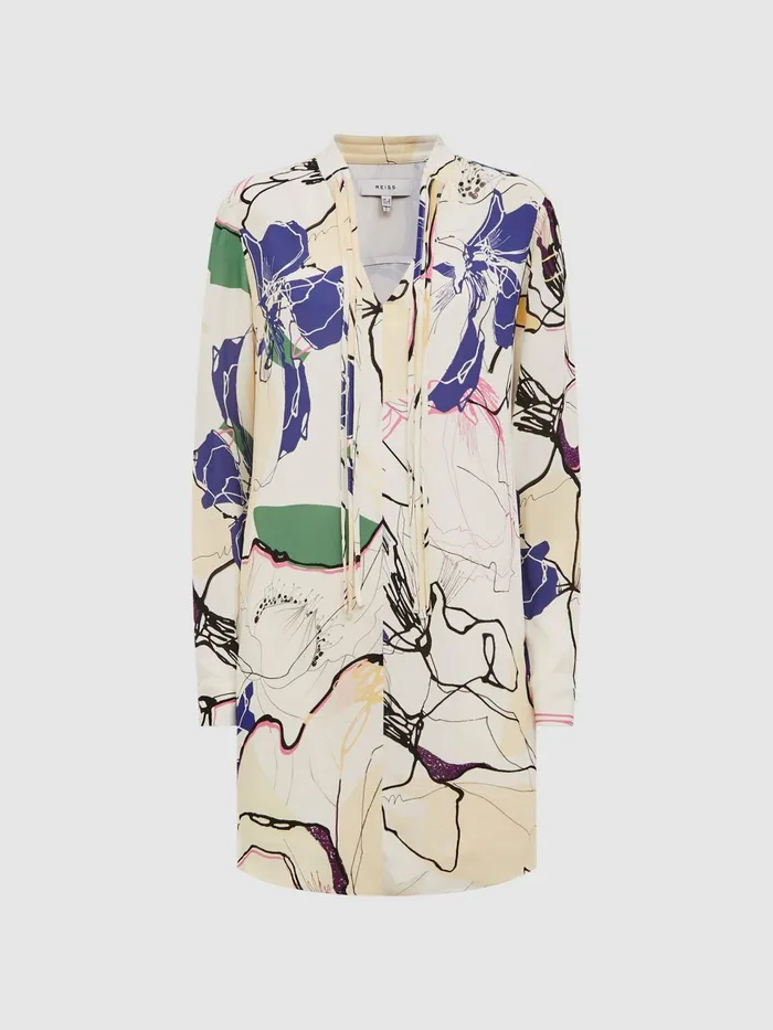 Reiss Dresses Margarite Printed Shift Dress Ivory 8211 Women
