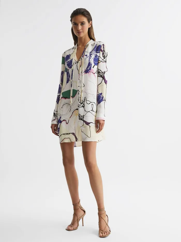 Reiss Dresses Margarite Printed Shift Dress Ivory 8211 Women