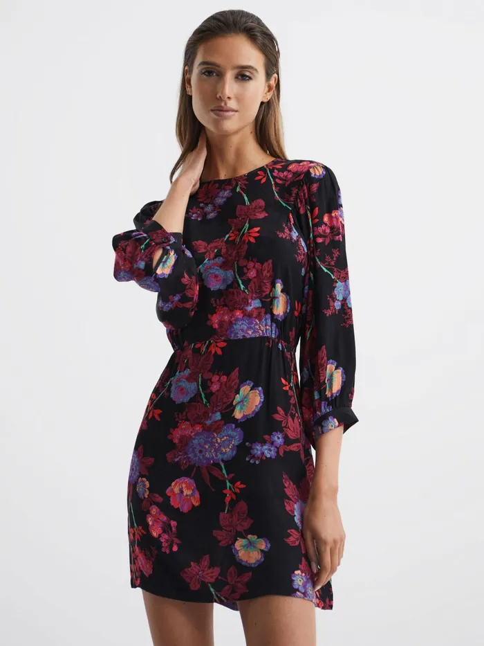 Reiss Dresses Paulina Fitted Floral Print Mini Dress Blackpink 8211 Women