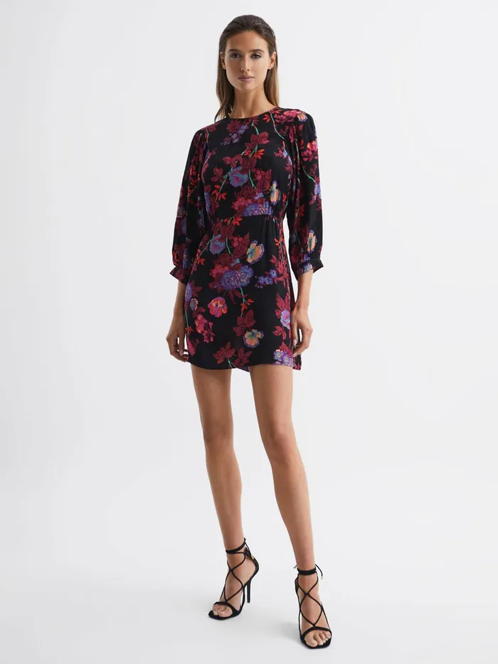 Reiss Dresses Paulina Fitted Floral Print Mini Dress Blackpink 8211 Women