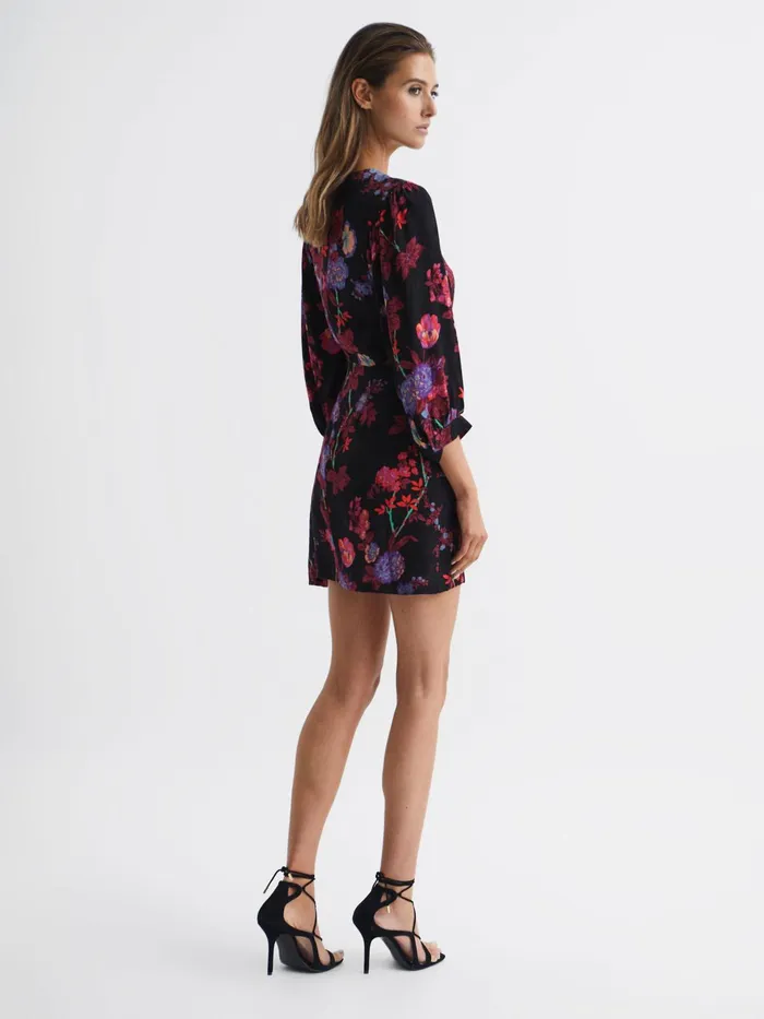 Reiss Dresses Paulina Fitted Floral Print Mini Dress Blackpink 8211 Women