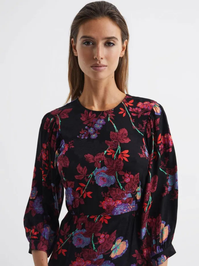 Reiss Dresses Paulina Fitted Floral Print Mini Dress Blackpink 8211 Women