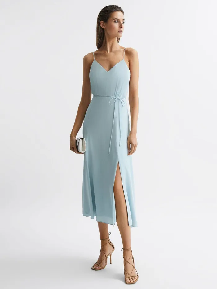 Reiss Dresses Penny Fitted VNeck Midi Dress Blue 8211 Women