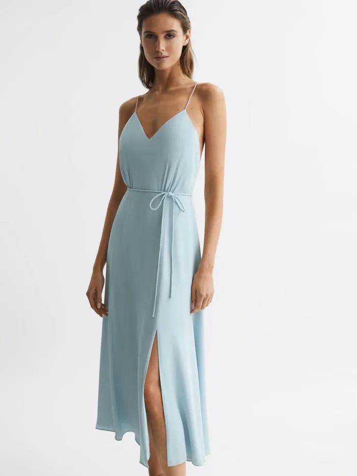 Reiss Dresses Penny Fitted VNeck Midi Dress Blue 8211 Women
