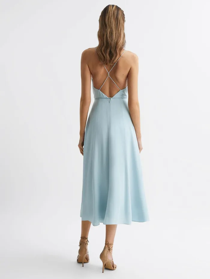 Reiss Dresses Penny Fitted VNeck Midi Dress Blue 8211 Women