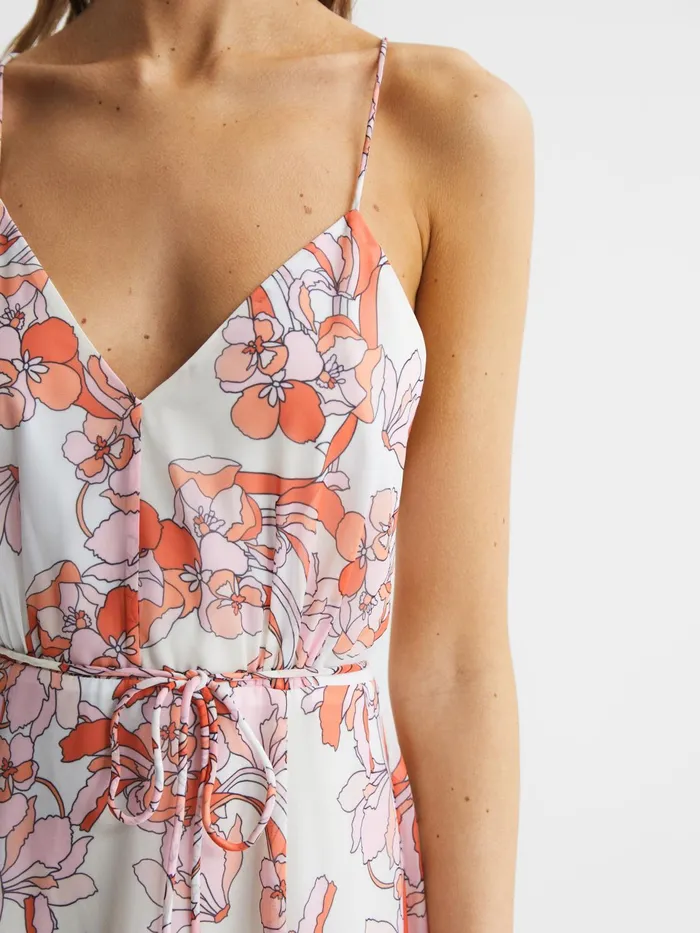 Reiss Dresses Pippa Floral Printed Midi Dress Pale Pink 8211 Women