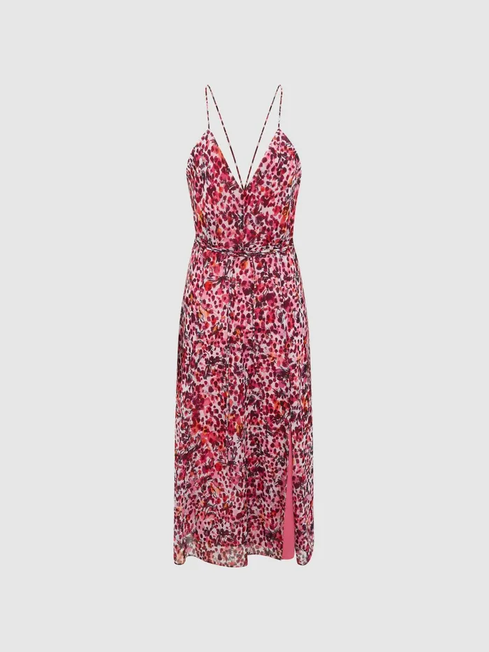 Reiss Dresses Pippa Floral Printed Midi Dress Pink 8211 Women