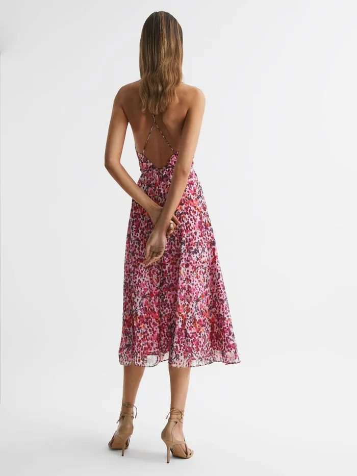 Reiss Dresses Pippa Floral Printed Midi Dress Pink 8211 Women