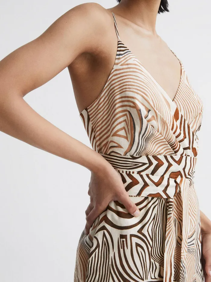 Reiss Dresses Rosie Fitted Animal Print Midi Dress Brownwhite 8211 Women