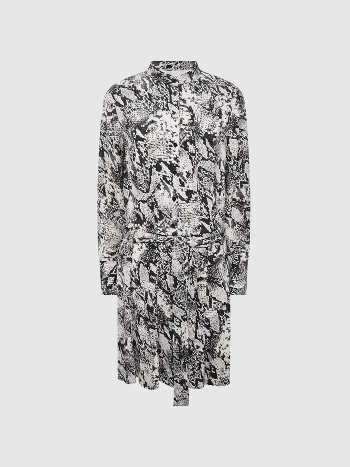 Reiss Dresses Scarlett Animal Print Mini Dress Blackwhite 8211 Women
