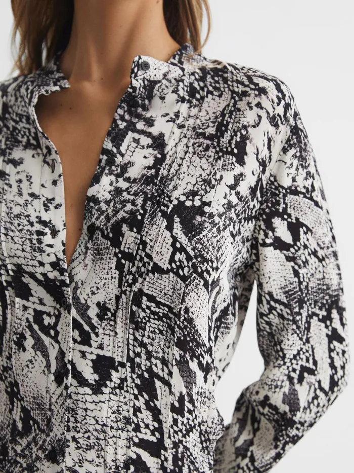 Reiss Dresses Scarlett Animal Print Mini Dress Blackwhite 8211 Women