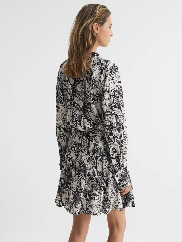 Reiss Dresses Scarlett Animal Print Mini Dress Blackwhite 8211 Women
