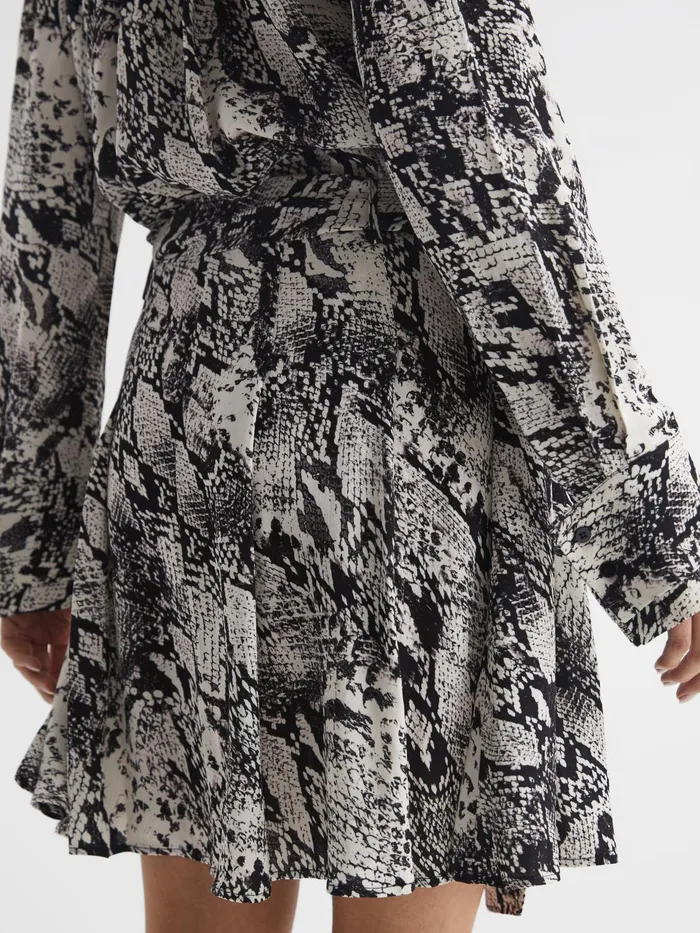 Reiss Dresses Scarlett Animal Print Mini Dress Blackwhite 8211 Women