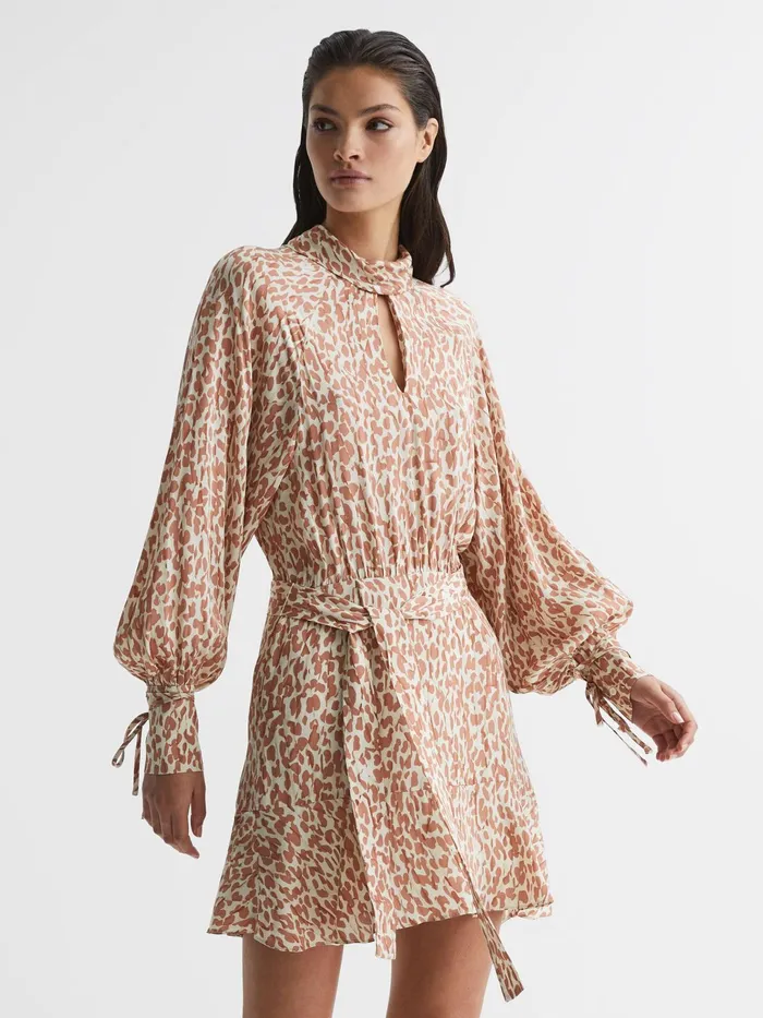 Reiss Dresses Teya Animal Print Mini Dress Neutral 8211 Women