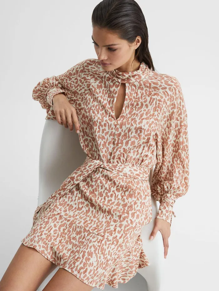 Reiss Dresses Teya Animal Print Mini Dress Neutral 8211 Women