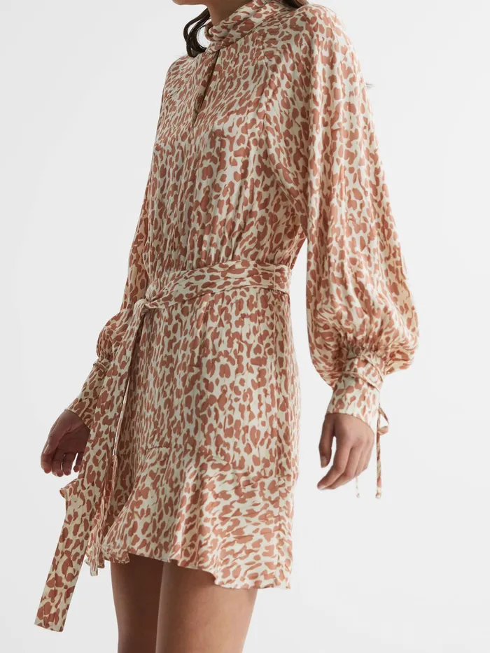 Reiss Dresses Teya Animal Print Mini Dress Neutral 8211 Women