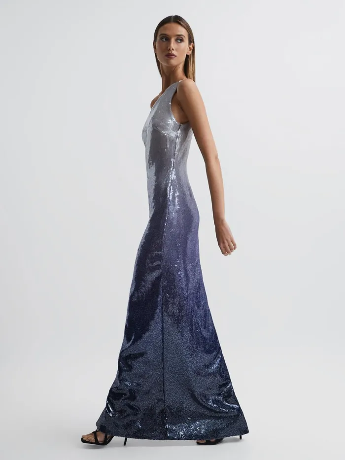 Reiss Dresses Tiana Halston Cold Shoulder Ombre Sequin Maxi Gown Black Multi 8211 Women