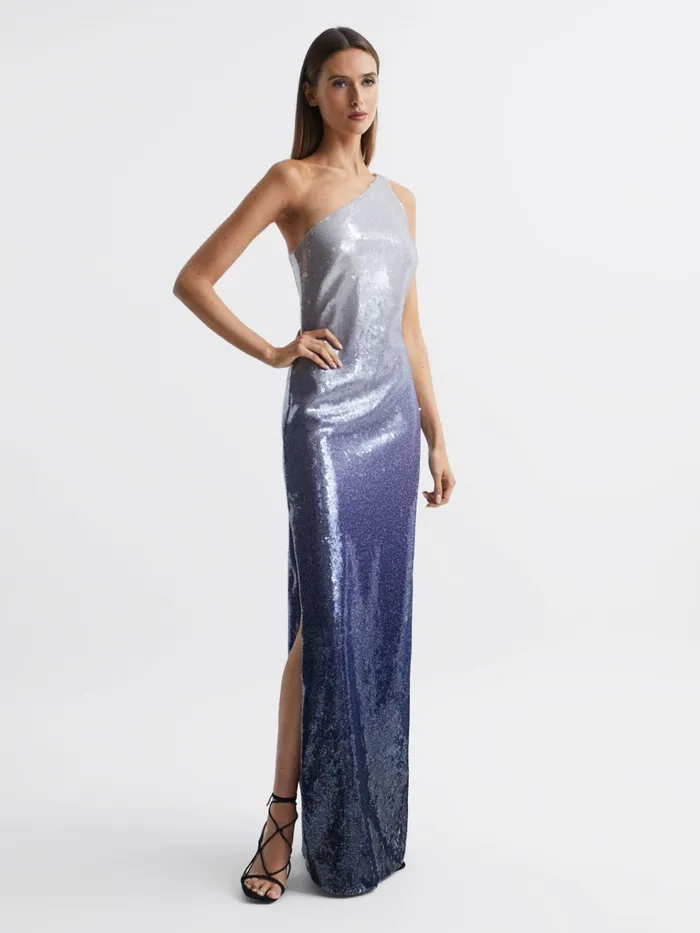 Reiss Dresses Tiana Halston Cold Shoulder Ombre Sequin Maxi Gown Black Multi 8211 Women